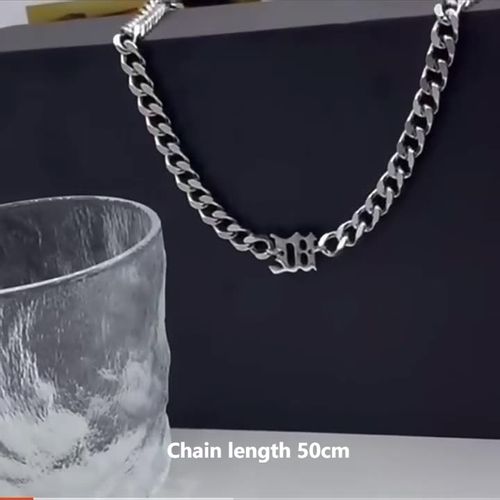 3️⃣Hip hop Cuban Necklace hipster men and women personality titanium steel lettering thick chain jewelry  0228