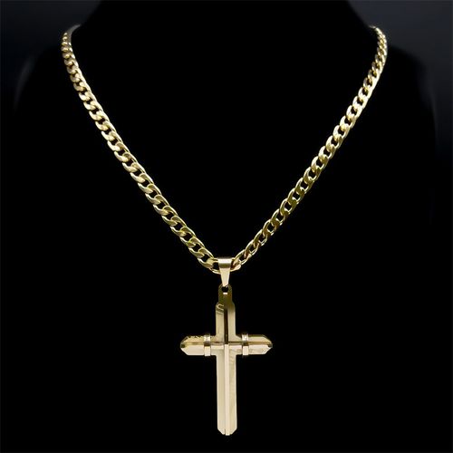 5️⃣European and American classic creative cross pendant  men's fashion necklace