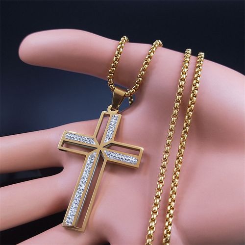7️⃣Men's cross necklace Street hip hop chic diamond stylish pendant