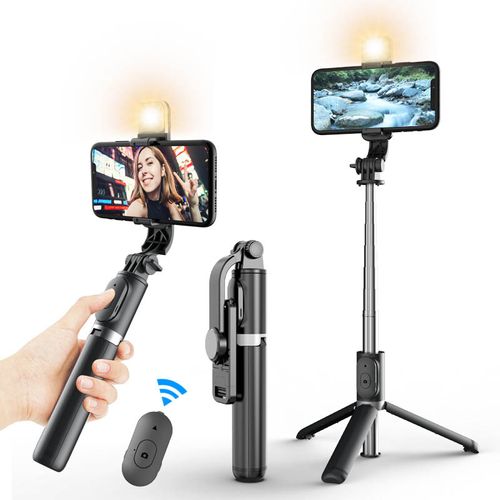 Foldable Remote Control Selfie Stick Mobile Phone Holder With LED Fill Light