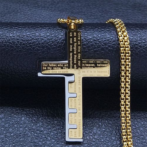 2️⃣Men's cross prayer necklace brings luck and protection