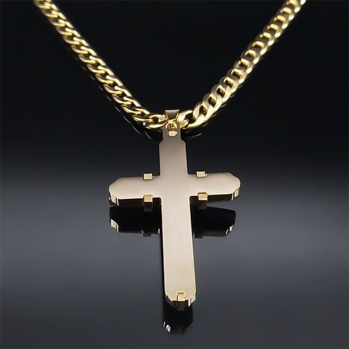 5️⃣European and American classic creative cross pendant  men's fashion necklace