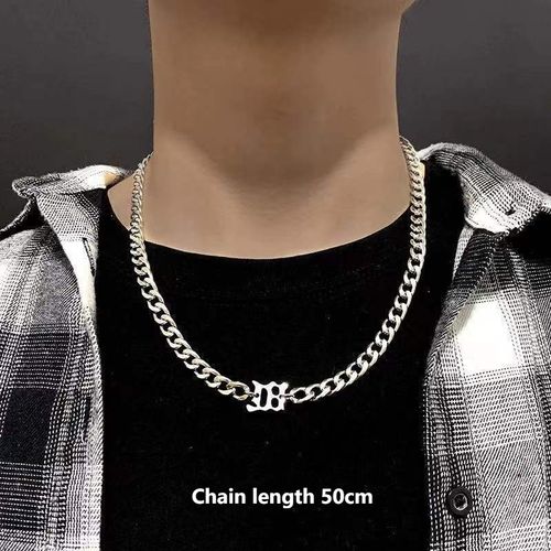 3️⃣Hip hop Cuban Necklace hipster men and women personality titanium steel lettering thick chain jewelry  0228