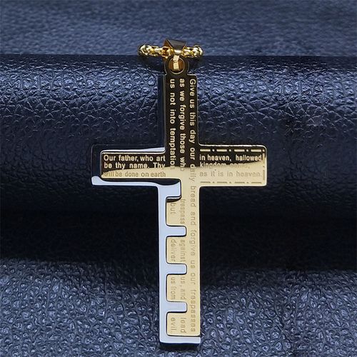2️⃣Men's cross prayer necklace brings luck and protection
