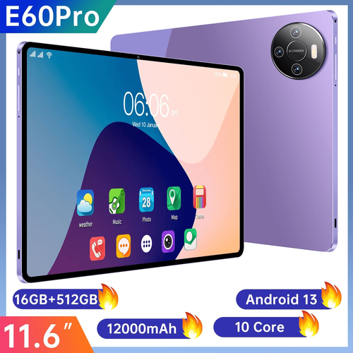 11.6-inch tablet with wifi version 10 core processor, 16GB+512GB memory, Android 13 system
