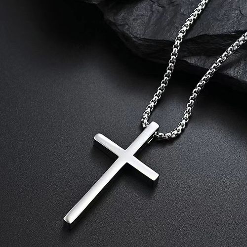6️⃣New titanium steel cross necklace men's fashion with stainless steel cross pendant sweater chain accessories