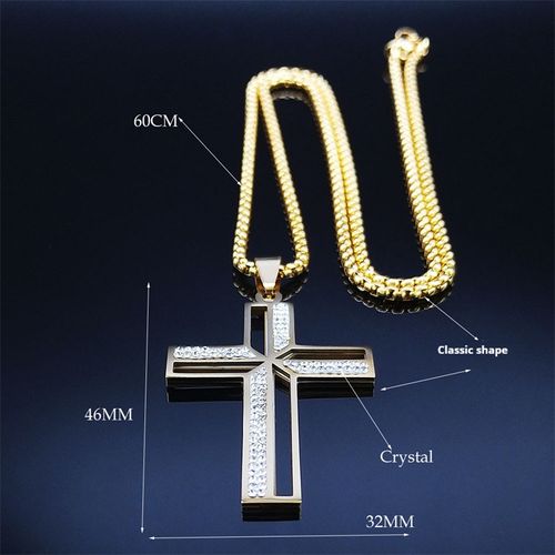 7️⃣Men's cross necklace Street hip hop chic diamond stylish pendant