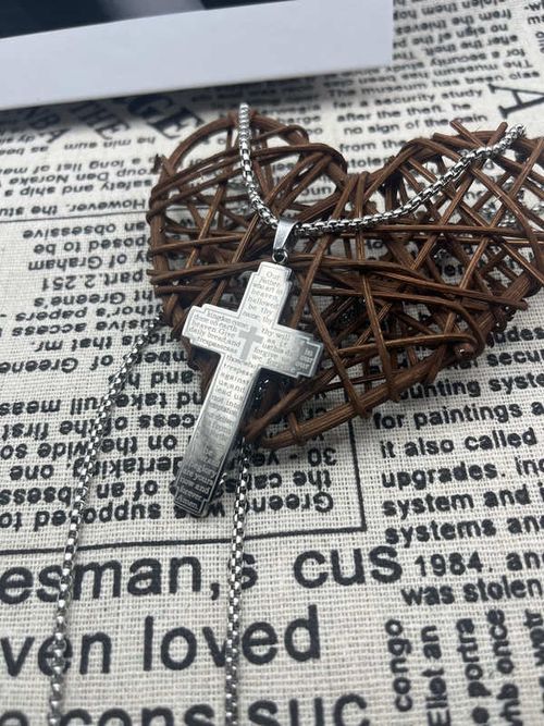 9️⃣Bible Cross pendant necklace Anglican Church book Common Prayer jewelry