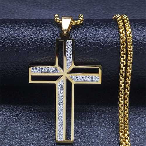 7️⃣Men's cross necklace Street hip hop chic diamond stylish pendant