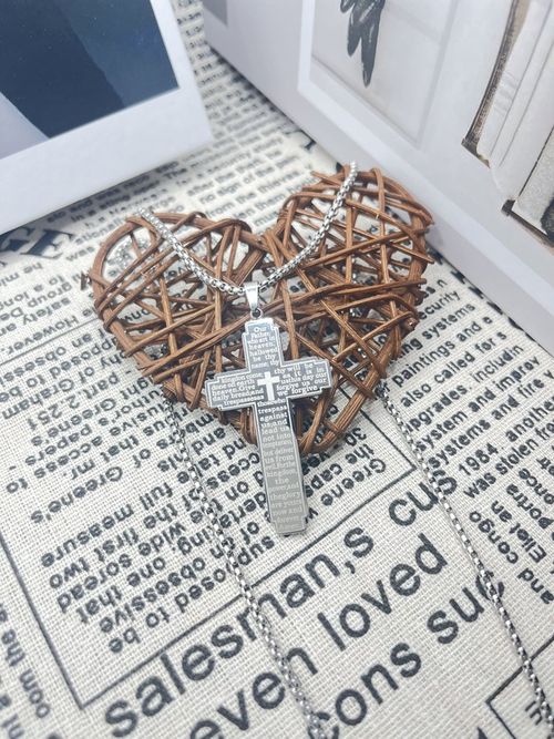 9️⃣Bible Cross pendant necklace Anglican Church book Common Prayer jewelry