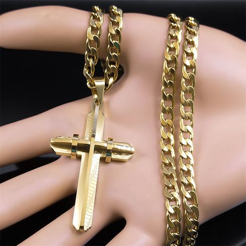5️⃣European and American classic creative cross pendant  men's fashion necklace