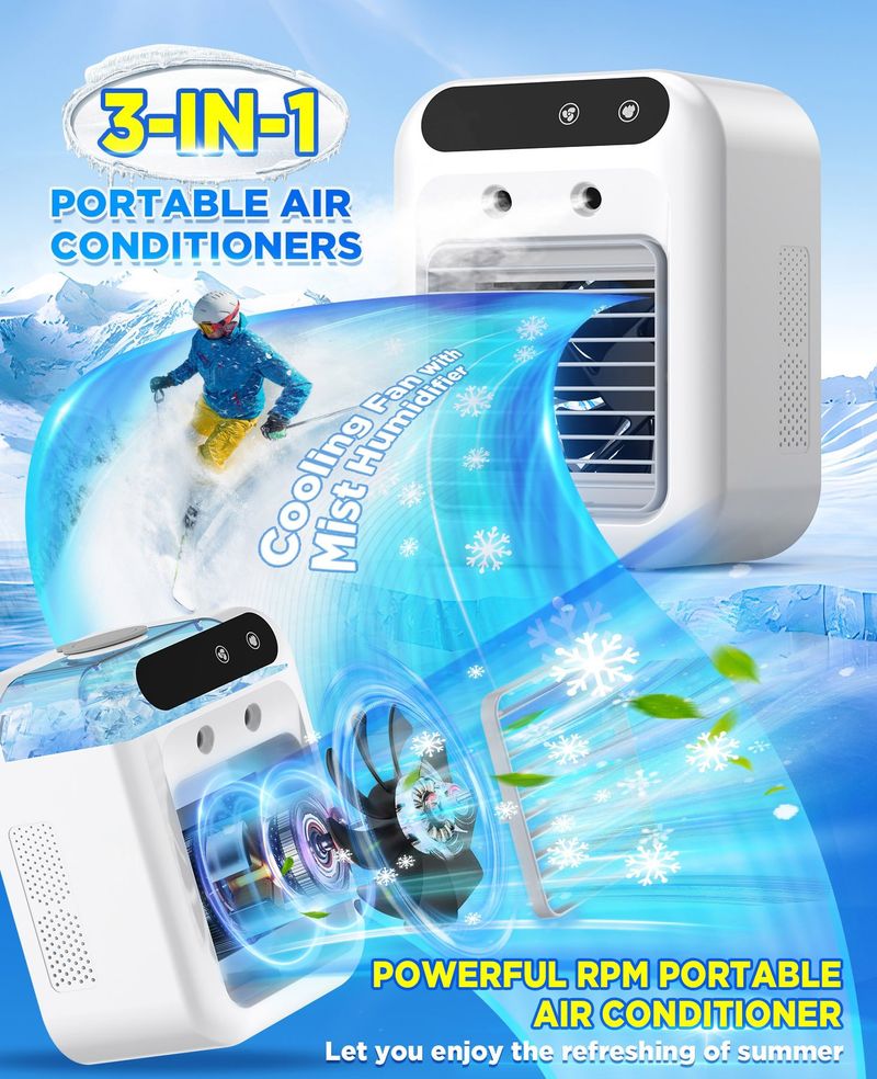 ❄️Portable Air Conditioners- 3-In-1 Cooling Fan with 2-Speed Mist Fan