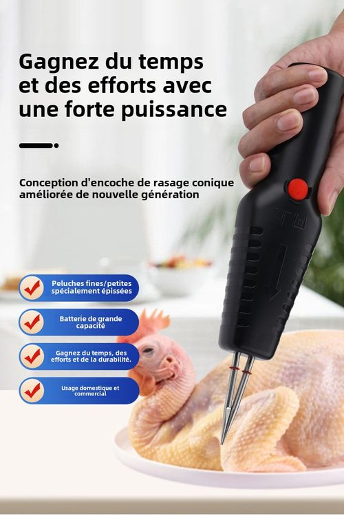 Chicken, duck, goose and poultry hair extractor. Portable USB power supply. Double motor power.