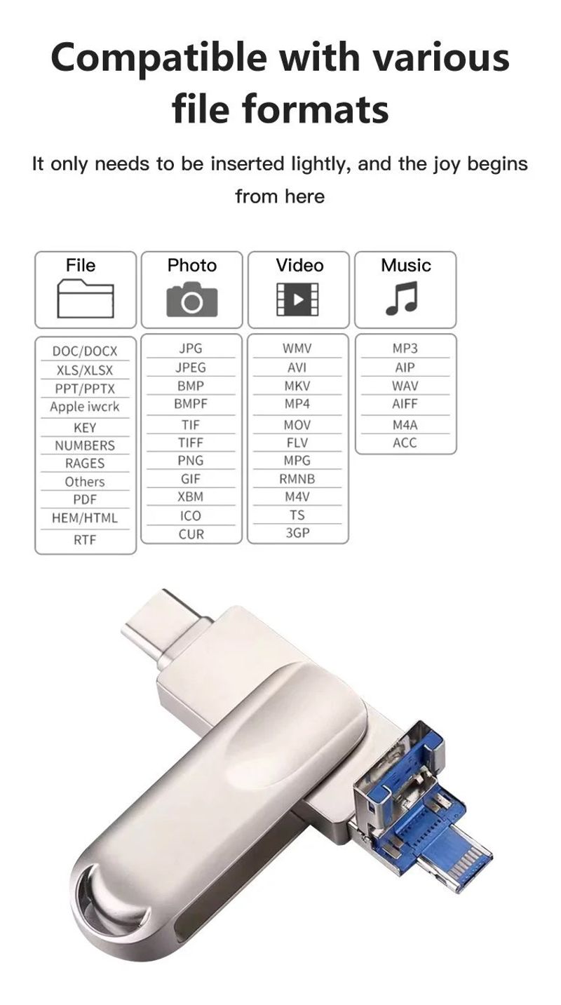 Large-capacity four-in-one mobile phone expansion flash drive