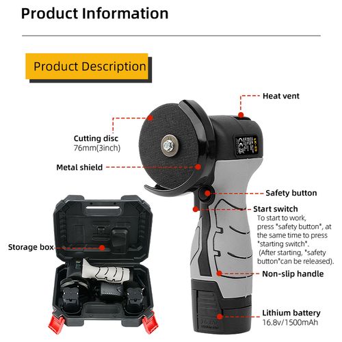 High-performance brushless Angle mill, the world's smallest and most functional hand mill. Dual battery pairing for all types of DYI