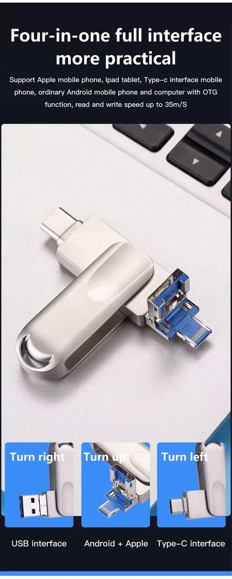 Large-capacity four-in-one mobile phone expansion flash drive
