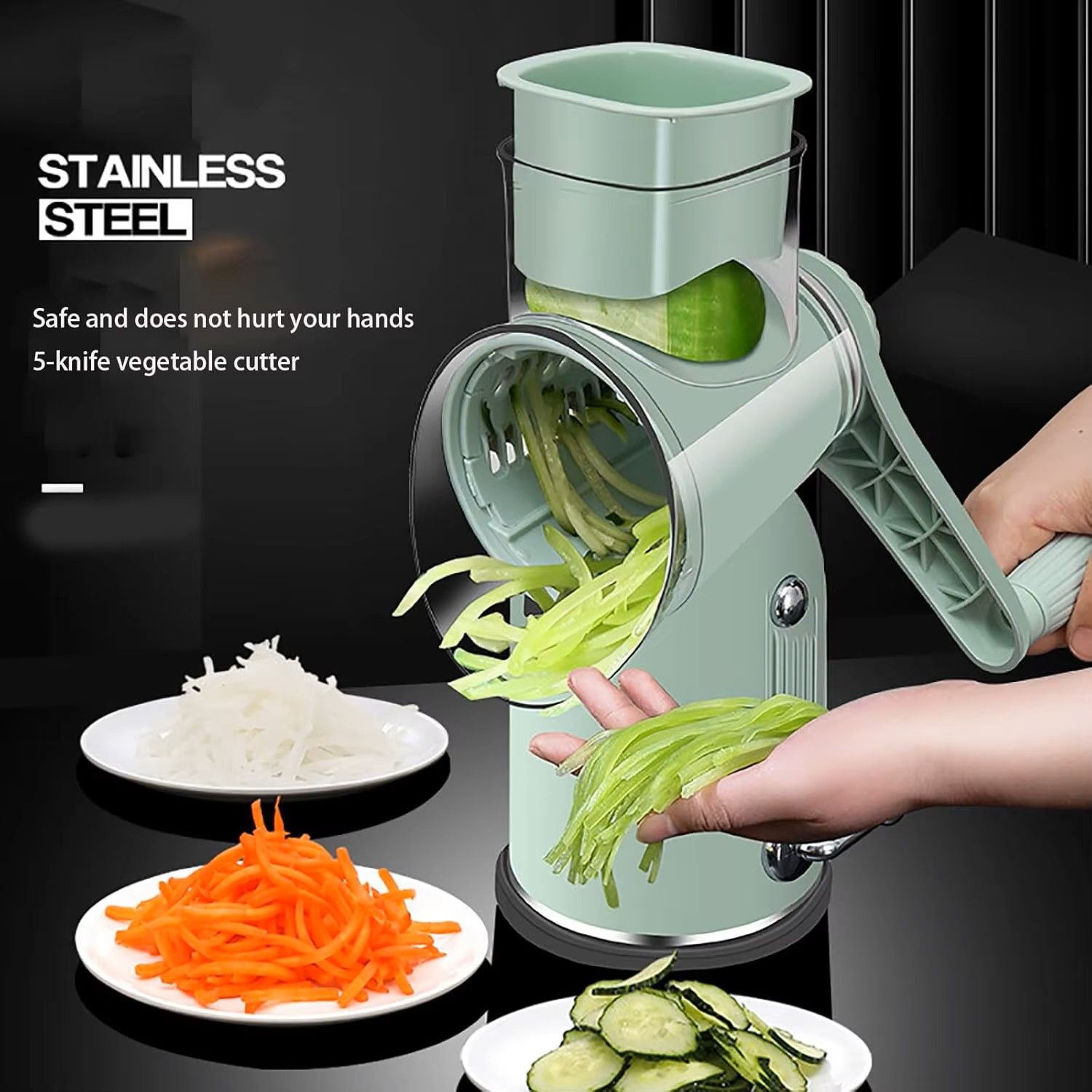 Hand-cranked vegetable slicer