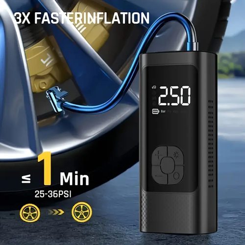 Compressor de ar portátil de 12 V - Inflador de pneus com medidor de pressão digital - Para pneus de carro, moto, SUV, bicicleta elétrica, bicicleta, bolas desportivas, bateria e luz LED