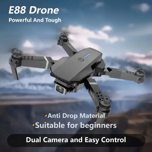 Drone com câmaras HD duplas, vídeo 480p, Wi-Fi, carregamento USB, nível principiante, controlo de aplicações, bateria recarregável, perfeito para fotografia aérea
