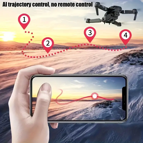 Drone com câmaras HD duplas, vídeo 480p, Wi-Fi, carregamento USB, nível principiante, controlo de aplicações, bateria recarregável, perfeito para fotografia aérea