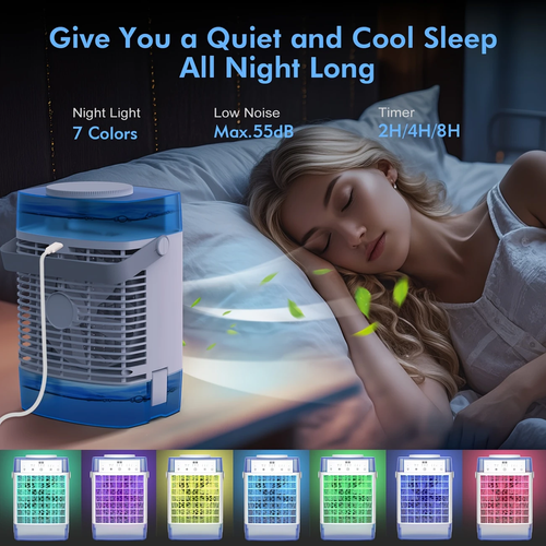 Ventilador de mesa portátil, ventilador de nebulização de 11 polegadas, 2 modos de nebulização, mini ventilador de mesa USB de 3 velocidades com função de temporizador e controlo remoto, depósitos de água duplos, ventilador de refrigeração para quarto, escritório e campismo.