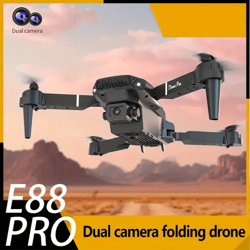 Drone com câmaras HD duplas, vídeo 480p, Wi-Fi, carregamento USB, nível principiante, controlo de aplicações, bateria recarregável, perfeito para fotografia aérea