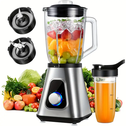 Liquidificador para Batidos e Smoothies, 3 velocidades ajustáveis ​​para bebidas de fruta congelada, smoothies, molhos, grande capacidade