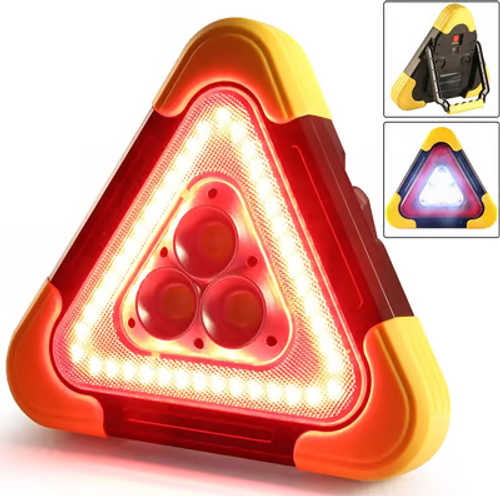 Luz de aviso triangular solar de emergência 2 em 1 para beira de estrada