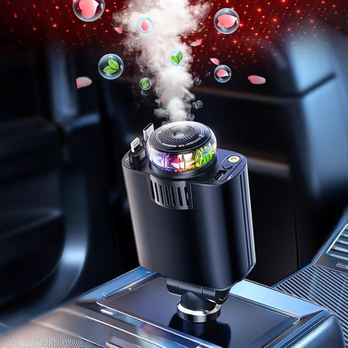 Carregador de luz ambiente de aromaterapia 3 em 1 para automóvel