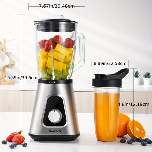 Liquidificador para Batidos e Smoothies, 3 velocidades ajustáveis ​​para bebidas de fruta congelada, smoothies, molhos, grande capacidade