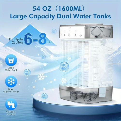 Ventilador de mesa portátil, ventilador de nebulização de 11 polegadas, 2 modos de nebulização, mini ventilador de mesa USB de 3 velocidades com função de temporizador e controlo remoto, depósitos de água duplos, ventilador de refrigeração para quarto, escritório e campismo.