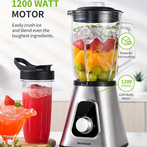 Liquidificador para Batidos e Smoothies, 3 velocidades ajustáveis ​​para bebidas de fruta congelada, smoothies, molhos, grande capacidade
