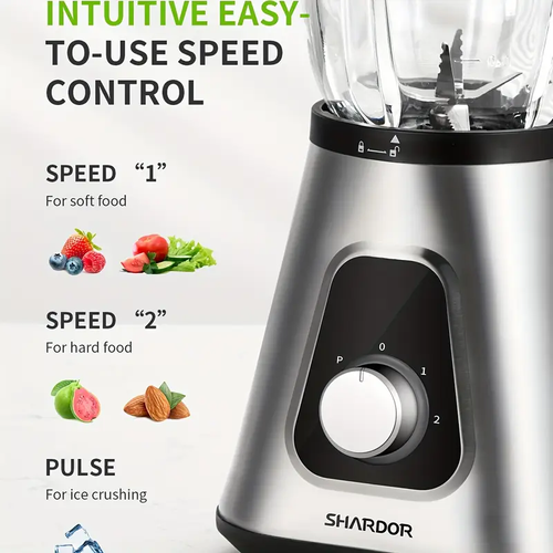 Liquidificador para Batidos e Smoothies, 3 velocidades ajustáveis ​​para bebidas de fruta congelada, smoothies, molhos, grande capacidade