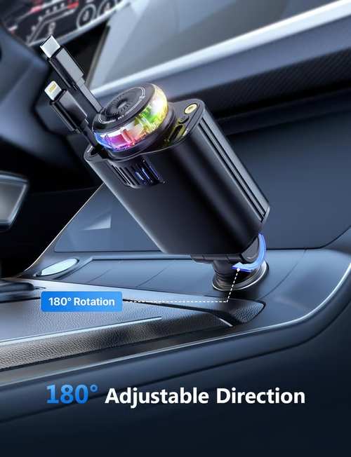 Carregador de luz ambiente de aromaterapia 3 em 1 para automóvel