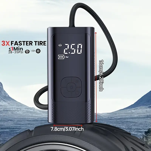 Compressor de ar portátil de 12 V - Inflador de pneus com medidor de pressão digital - Para pneus de carro, moto, SUV, bicicleta elétrica, bicicleta, bolas desportivas, bateria e luz LED