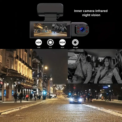 Câmara de vídeo para painel de automóvel com lente dupla, câmara dupla, câmara de painel para automóveis