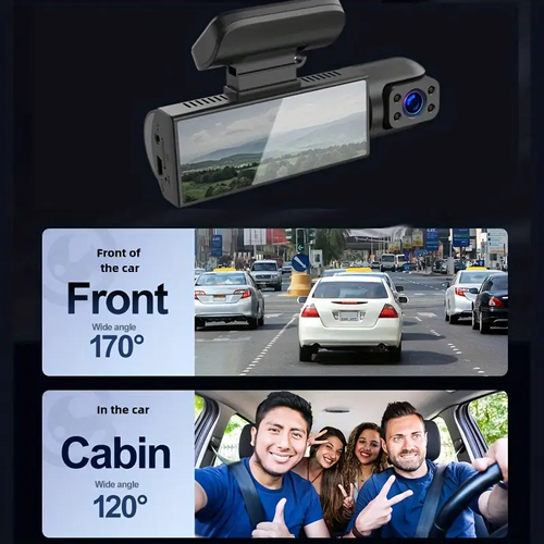 Câmara de vídeo para painel de automóvel com lente dupla, câmara dupla, câmara de painel para automóveis