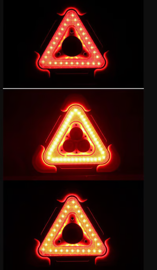 Luz de aviso triangular solar de emergência 2 em 1 para beira de estrada