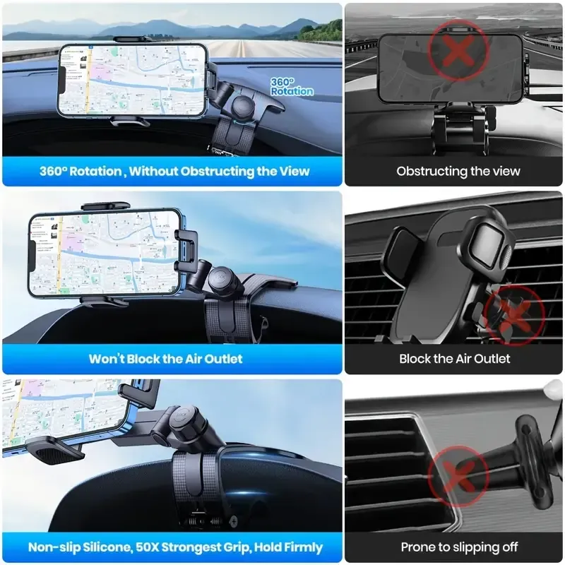 1200 Degree Rotation Universal Car Dashboard Phone Holder