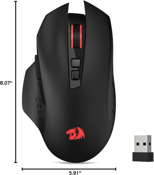 Redragon Gainer Wireless Gaming Mouse with 7 Programmable Buttons, 5 Adjustable DPI Levels & 2.4G Stable Wireless Connection