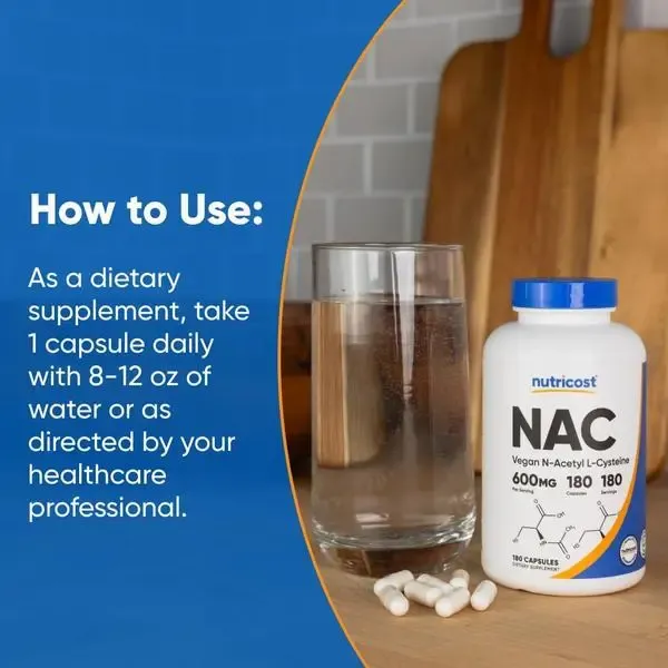 Nutricost N-Acetyl L-Cysteine (NAC) 600mg, 180 Capsules - Non-GMO, Gluten Free