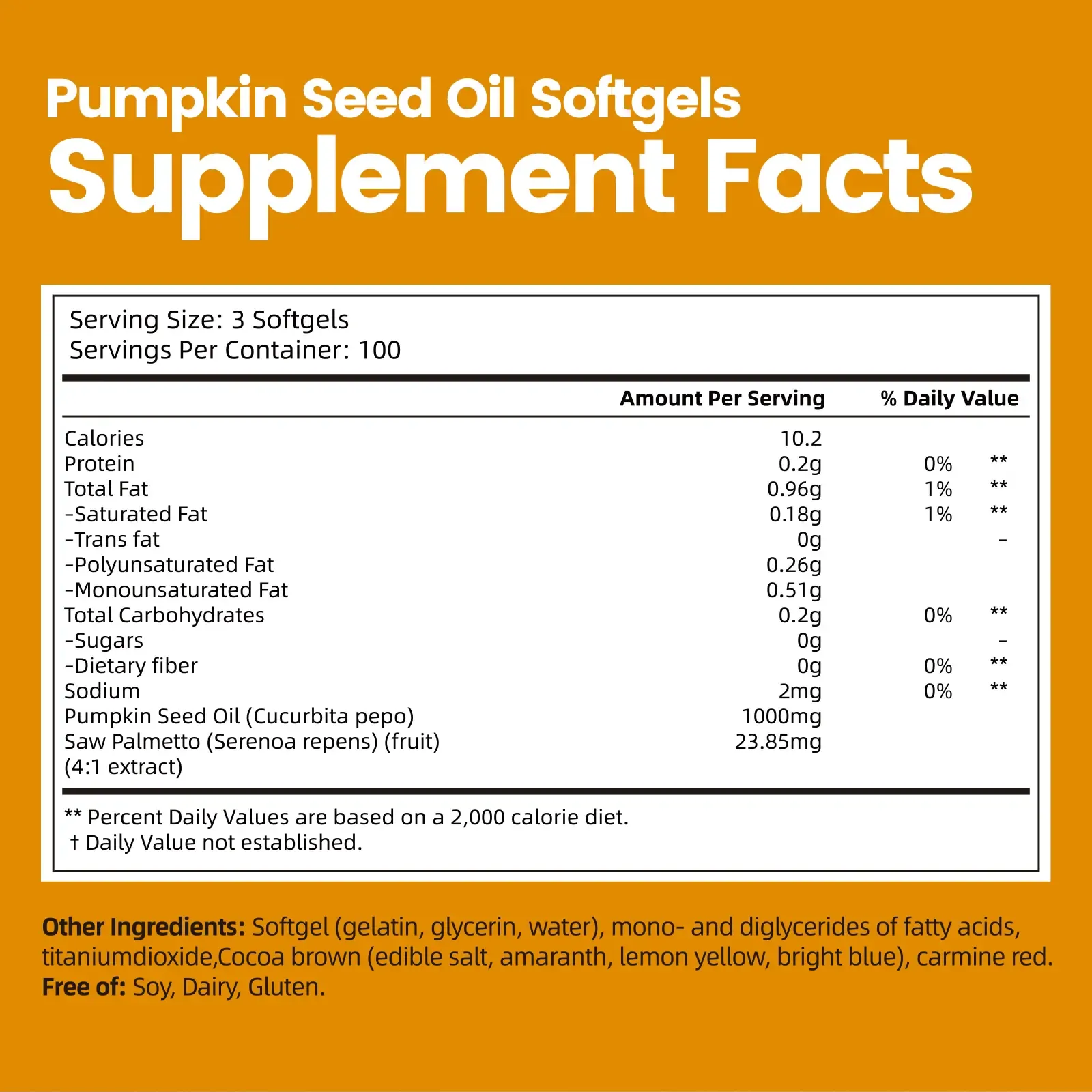 Natural Pumpkin Seed Oil & Saw Palmetto Softgels 3000mg High Content Plant Esters 300 Capsules Supplement for Hair and Prostate Support Cold Pressed Non-GMO Healthcare Formula