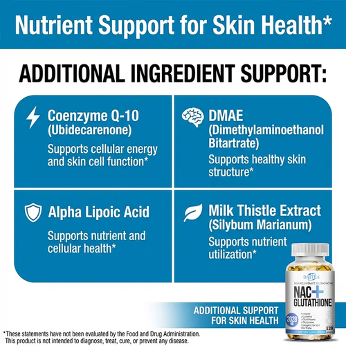 Daitea NAC + Glutathione Health Supplement, Supports Liver Health, Supports Skin Health,120 Capsules