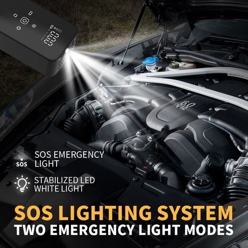 3900mAh Dual Power Mini Tire Inflator Portable Cordless Design Equipped with Auto Start Stop Pump Power Bank and LED Light Car Air Compressor