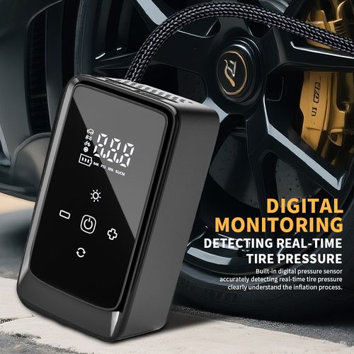 3900mAh Dual Power Mini Tire Inflator Portable Cordless Design Equipped with Auto Start Stop Pump Power Bank and LED Light Car Air Compressor