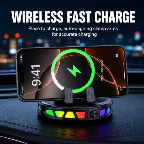 ZuriLife Car Mount Charger – 15W Fast Wireless Charging, 360° Rotating Strong Suction Holder for iPhone 12-17 Series
