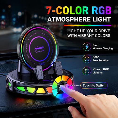 ZuriLife Car Mount Charger – 15W Fast Wireless Charging, 360° Rotating Strong Suction Holder for iPhone 12-17 Series