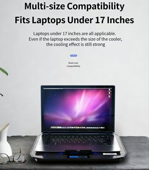 Cooler Ice Master N106 Laptop Cooler Dual Fan Metal Mesh Cooling Stand for Gaming Laptop