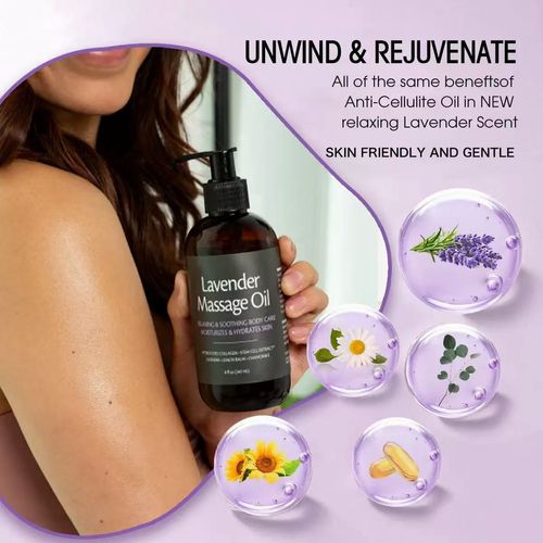 Cellulite Massage Oil Smooth the Appearance of Cellulite - Body Care & Skin Care Massage Oil - Topical Collagen and Plant Stem Cell Body Oil to Restore Texture and Elasticity