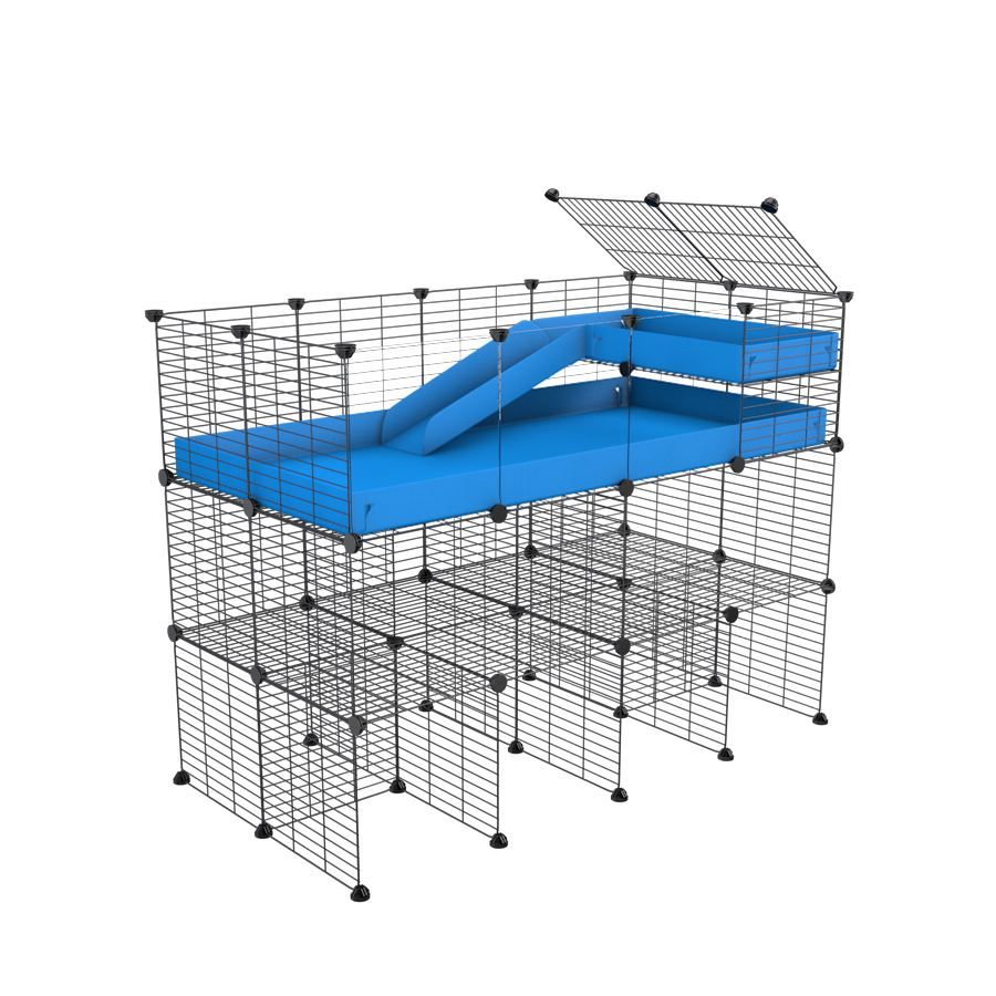 Cavy cage 4x2 Loft, Rampe, Double Rehausseur, Plexiglass